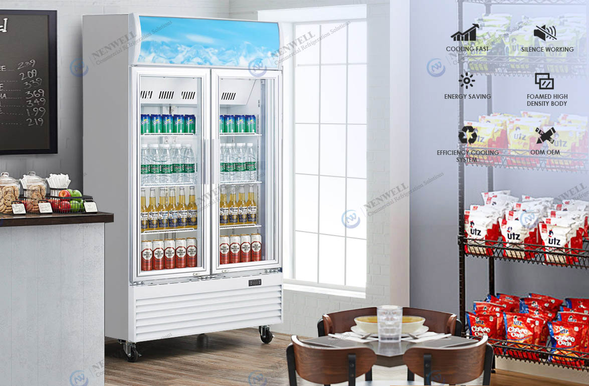 NW-LG400F 600F 800F 1000F Upright Beverage Cooler Double Glass Door Display Fridge Price For Sale | factories & manufacturers